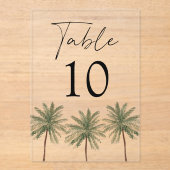 Numéro de table de Mariage acrylique minimal Palm (Recto)