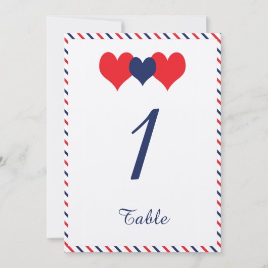 Numéro de table de mariage Americana Hearts (Devant)