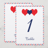 Numéro de table de mariage Americana Hearts (Devant / Derrière)