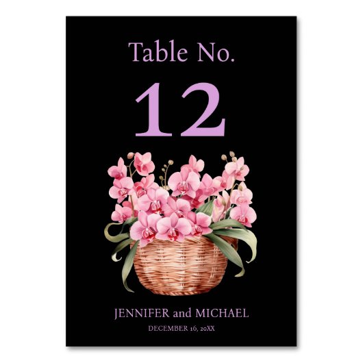 Numéro de table de mariage aquarelle orchidées ros (Par défaut)