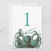 Numéro de table de mariage aquarium vert pieuvre (Dos)