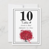 Numéro de table de mariage Arbre à feuilles de cœu (Dos)