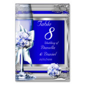 Numéro de table de mariage argent bleu marine (Dos)