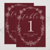 Numéro de table de mariage argenté profond rouge C (Devant / Derrière)