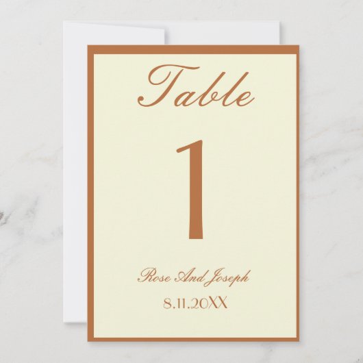 Numéro de table de mariage argenté vieilli marron (Devant)