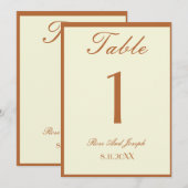 Numéro de table de mariage argenté vieilli marron (Devant / Derrière)