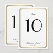 Numéro de table de mariage Art Déco blanc élégant (Devant / Derrière)