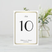 Numéro de table de mariage Art Déco blanc élégant (Debout devant)