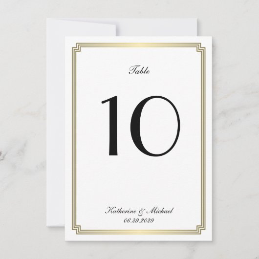 Numéro de table de mariage Art Déco blanc élégant (Devant)