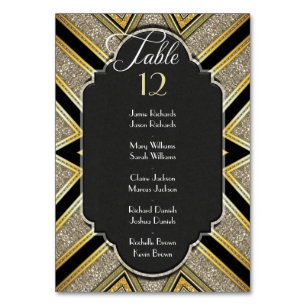 Numéro de table de mariage Art Déco Goldy avec nom