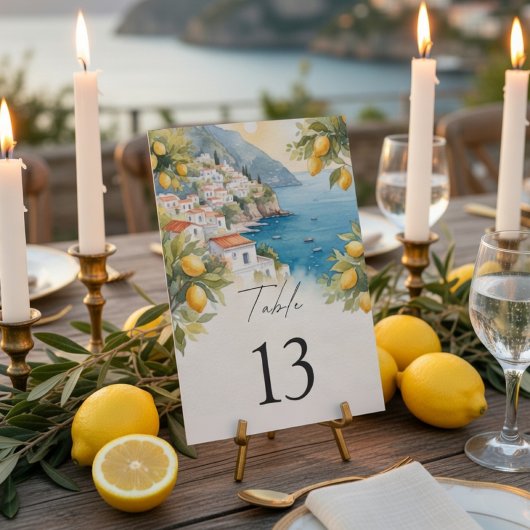Numéro de table de mariage au citron de la côte d'