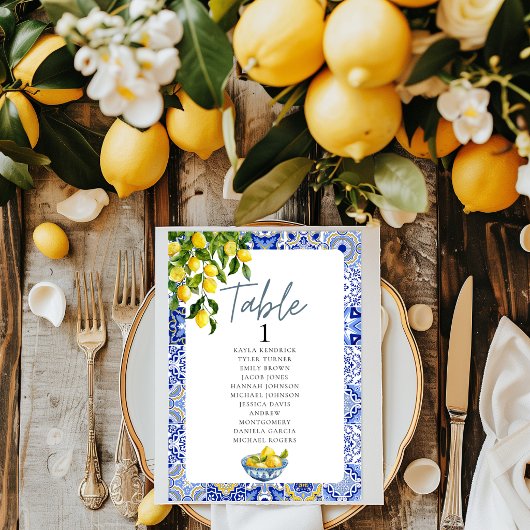 Numéro de table de mariage au citron graphique de