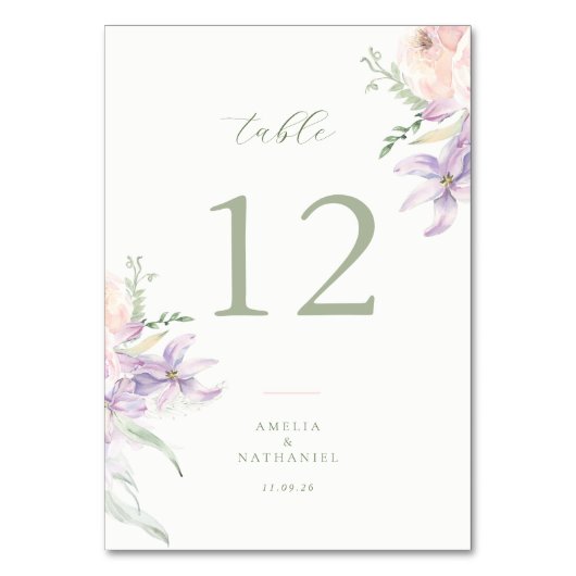 Numéro de table de mariage au jardin pastel (Par défaut)