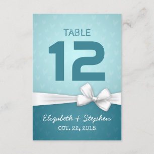Numéro de table de mariage au ruban blanc