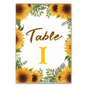 Numéro de table de mariage au tournesol de campagn (Dos)