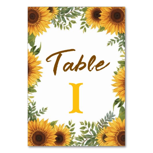 Numéro de table de mariage au tournesol de campagn (Par défaut)