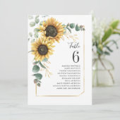 Numéro de table de mariage au tournesol d'eucalypt (Debout devant)