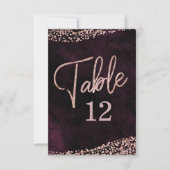 Numéro de table de mariage au vin Marsala et or ro (Devant)