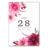 Numéro de table de mariage automnal Bourgogne et B (Dos)