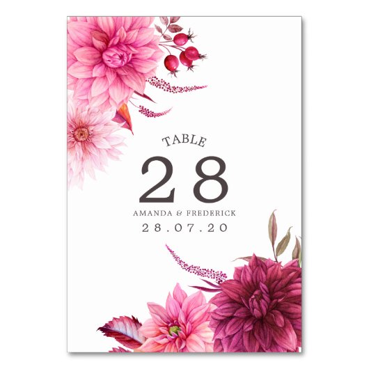 Numéro de table de mariage automnal Bourgogne et B (Par défaut)