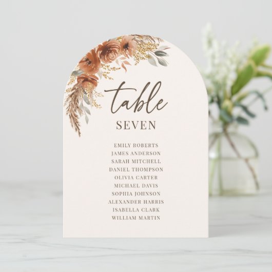 Numéro de table de mariage automnal en terre cuite (Debout devant)