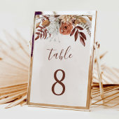Numéro de table de mariage automne bohème fleurs e