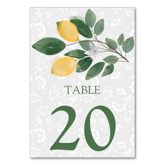Numéro de table de mariage aux citrons siciliens a (Par défaut)
