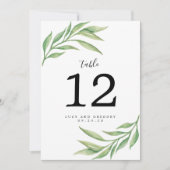 Numéro de table de mariage aux feuilles botaniques (Devant)