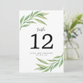 Numéro de table de mariage aux feuilles botaniques (Debout devant)