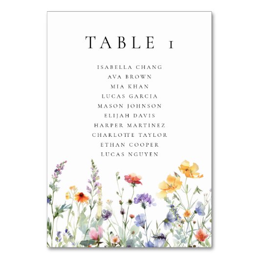 Numéro de table de mariage aux fleurs sauvages de (Par défaut)