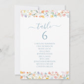 Numéro de table de mariage aux fleurs sauvages et (Dos)