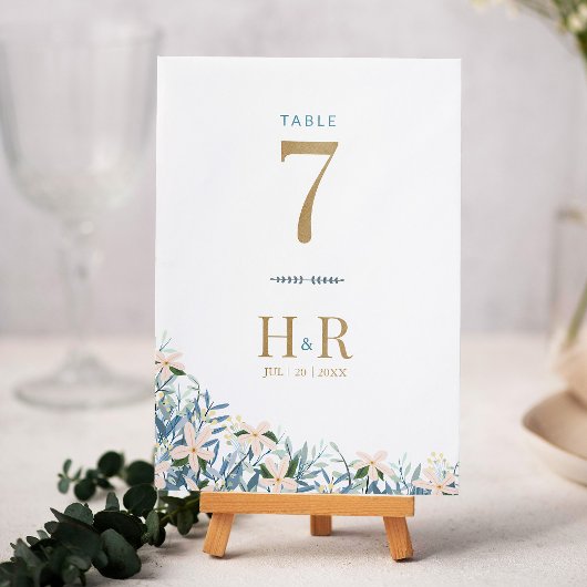 Numéro de table de mariage aux fleurs sauvages Ini