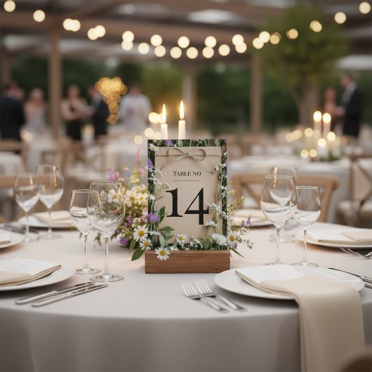 Numéro de table de mariage aux fleurs sauvages rus