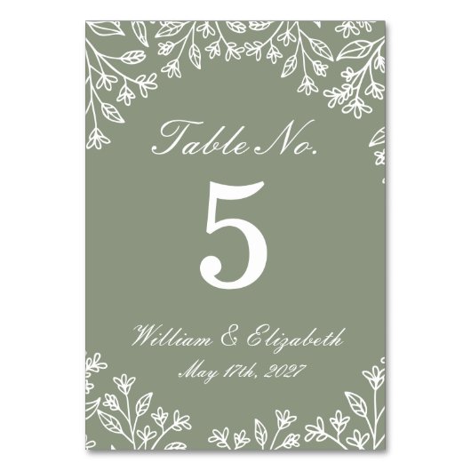 Numéro de table de mariage aux fleurs sauvages ver (Par défaut)