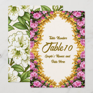 Numéro de table de mariage aux rhododendrons de la