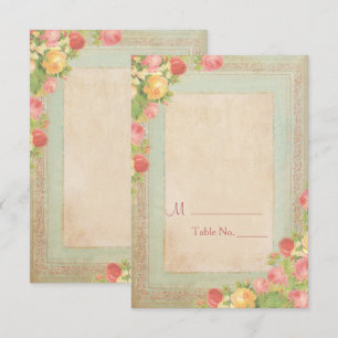 Numéro de table de mariage aux roses vintage éléga