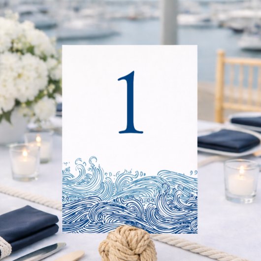 Numéro de table de mariage aux vagues océaniques b