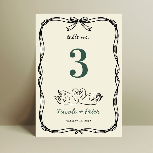 Numéro de table de mariage avec écriture manuscrit