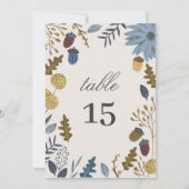 Numéro de table de mariage avec feuilles d'automne (Devant)