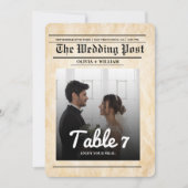 Numéro de table de mariage avec journal rustique e (Devant)