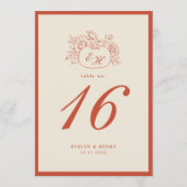 Numéro de table de mariage avec monogramme de citr (Dos)