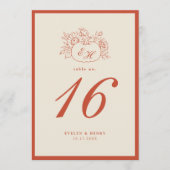 Numéro de table de mariage avec monogramme de citr (Devant)