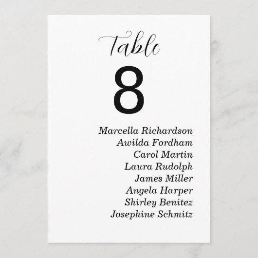 Numéro de table de mariage avec noms (Devant)