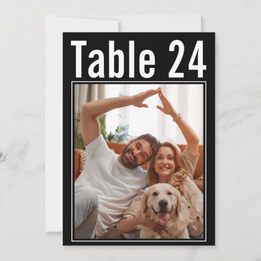 Numéro de table de mariage avec photo de chien noi (Dos)