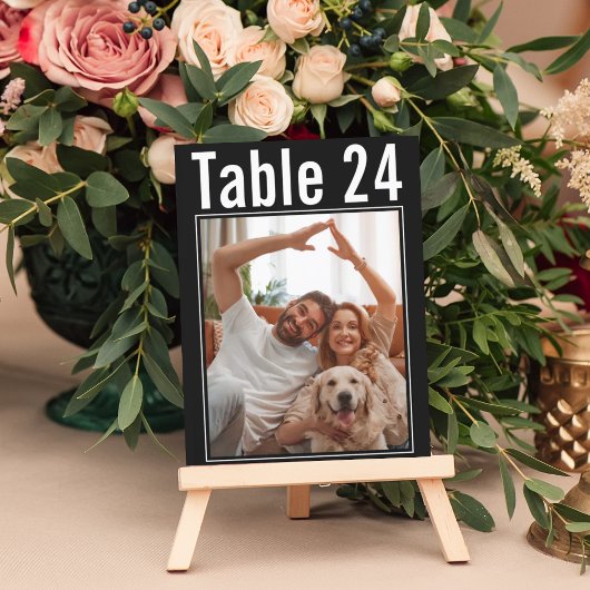 Numéro de table de mariage avec photo de chien noi
