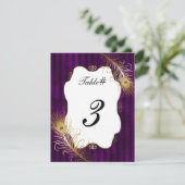 Numéro de table de mariage avec plume de paon doré (Debout devant)