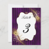 Numéro de table de mariage avec plume de paon doré (Dos)