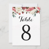 Numéro de table de mariage avec rose (Devant)