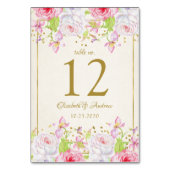 Numéro de table de mariage avec roses et confettis (Dos)