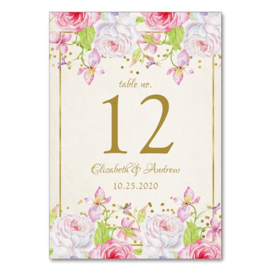 Numéro de table de mariage avec roses et confettis (Par défaut)